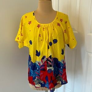Uffizi 529 Printed Yellow Cotton Top